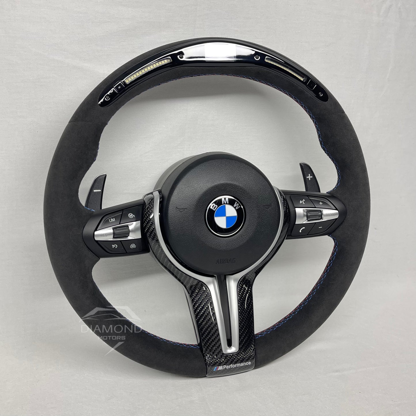 Volant barre LED écran en Alcantara - Pour BMW Séries 5, 6, 7