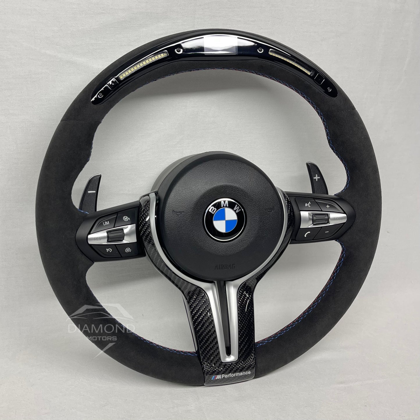 Volant barre LED écran en Alcantara - Pour BMW Séries 5, 6, 7