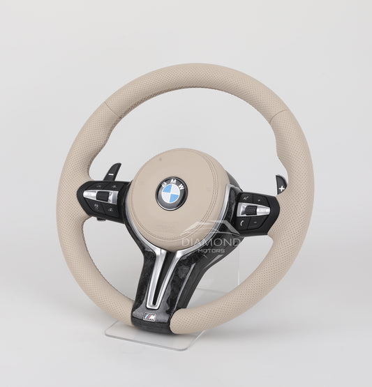Volant Blanc, beige en cuir pour BMW Série 1, 2, 3, 4 et X1 à X6