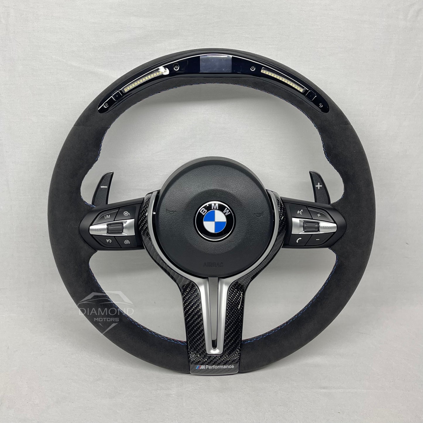 Volant barre LED écran en Alcantara - Pour BMW Séries 5, 6, 7