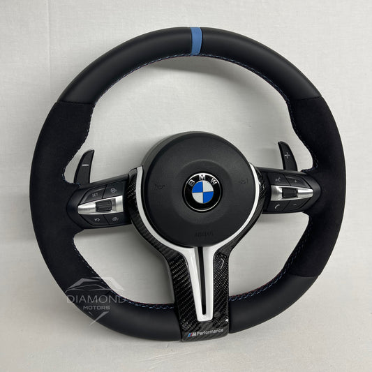 Volant Semi-Alcantara Carbone blanc pour BMW Série 1, 2, 3, 4 et X1 à X6