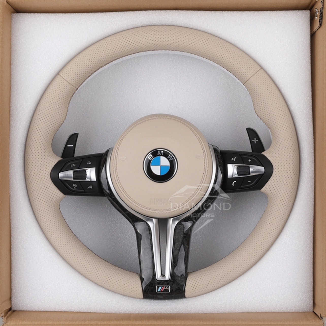 Volant Blanc, beige en cuir pour BMW Série 1, 2, 3, 4 et X1 à X6