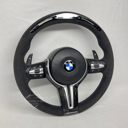 Volant barre LED écran en Alcantara - Pour BMW Séries 5, 6, 7
