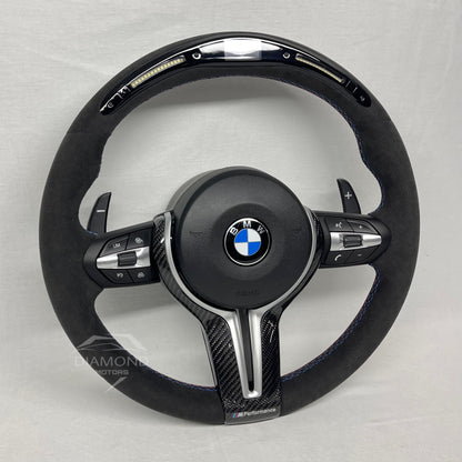 Volant barre LED écran en Alcantara - Pour BMW Séries 5, 6, 7