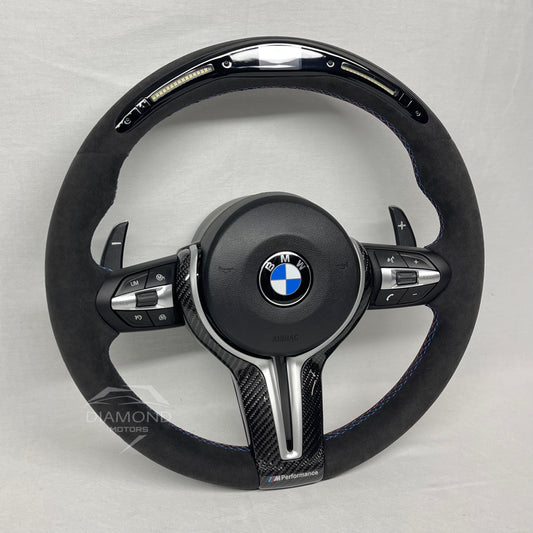 Volant barre LED écran en Alcantara - Pour BMW Séries 5, 6, 7