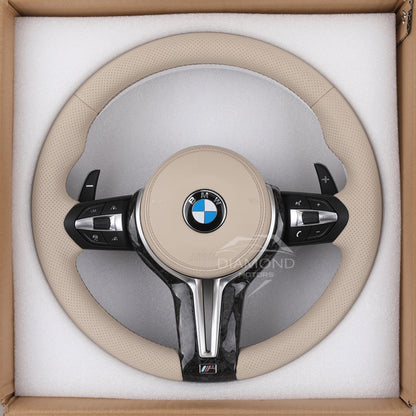 Volant Blanc, beige en cuir pour BMW Série 1, 2, 3, 4 et X1 à X6