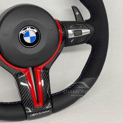 Volant Semi-Alcantara Carbone rouge pour BMW Série 5, 6, 7